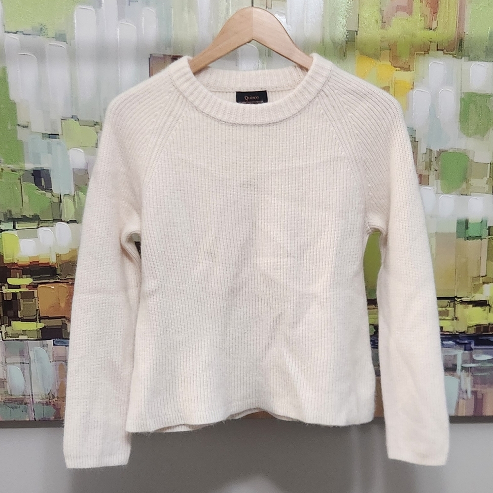 Quince Cream Women's Crew Neck Cashmere  Sweater - Picture 5 of 10